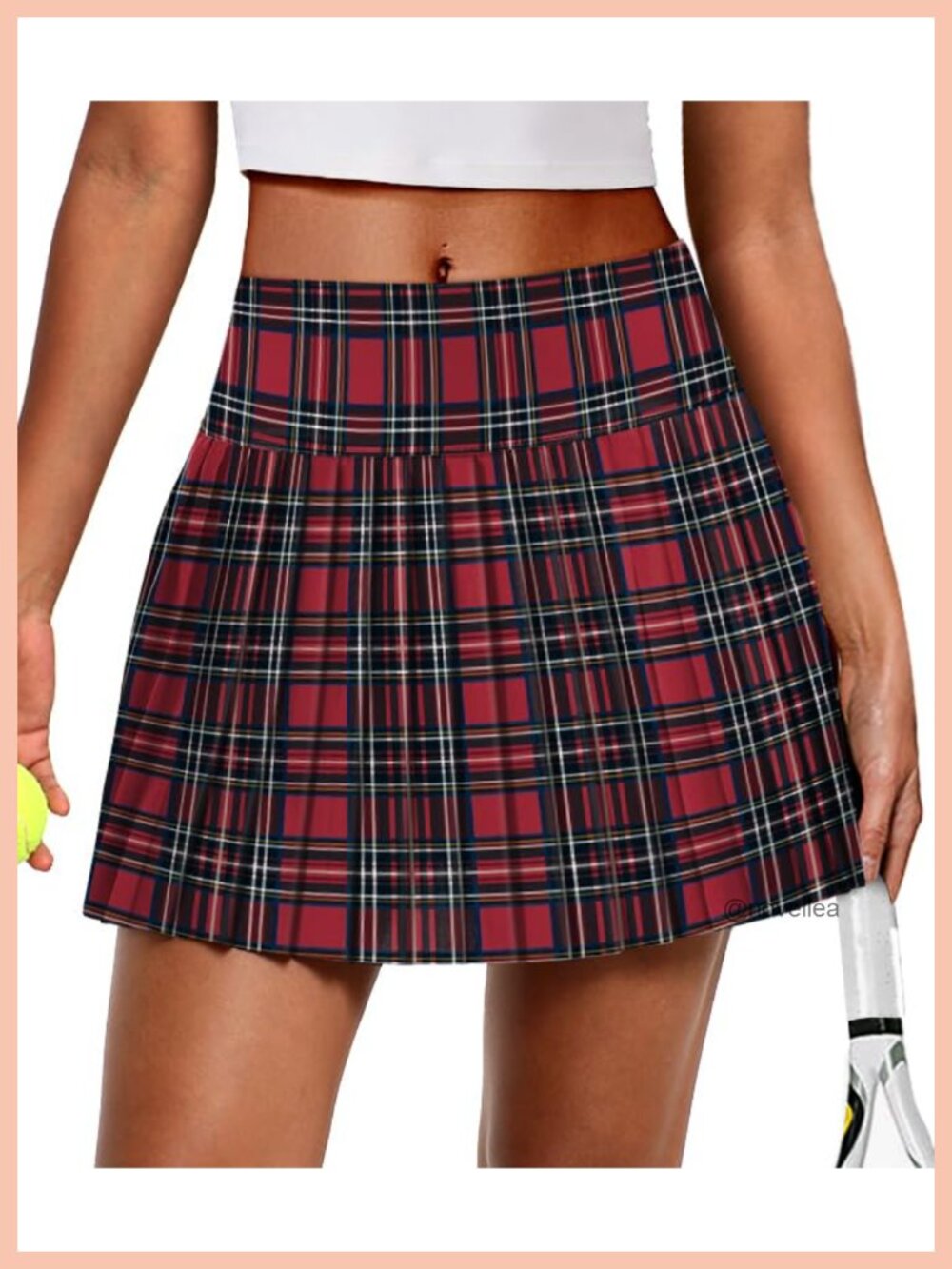 Pleated Tennis Skort with Pockets Built-in Shorts High Waist Skirt